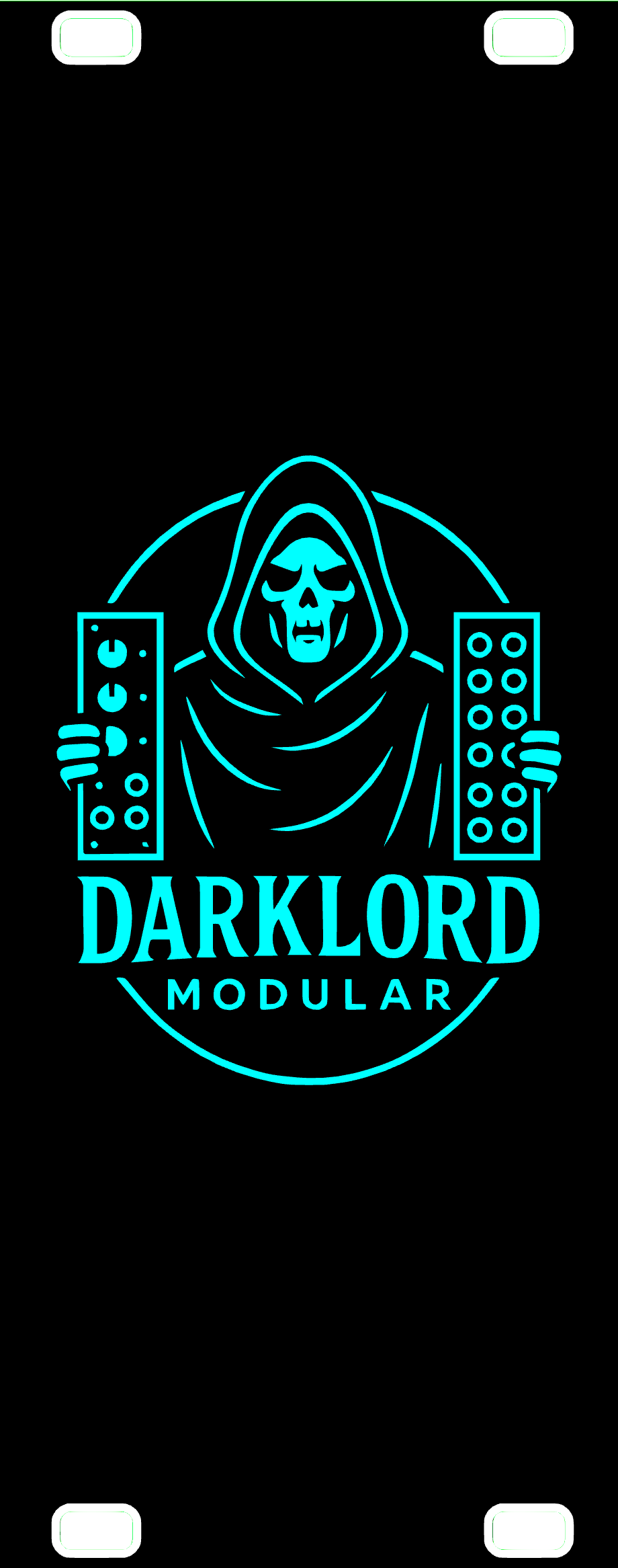 Darklord CYAN Glow in the Dark Blank 10hp 3u Eurorack