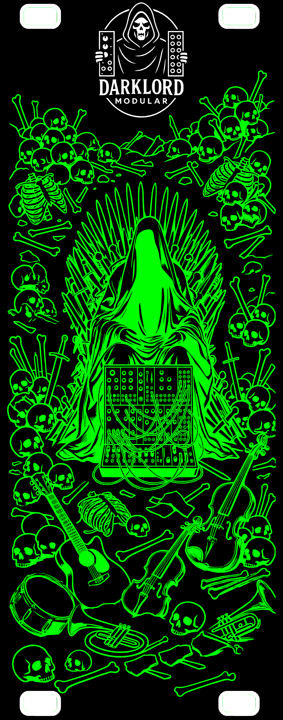 Darklord GREEN Glow in the Dark Blank 10hp 3u Eurorack